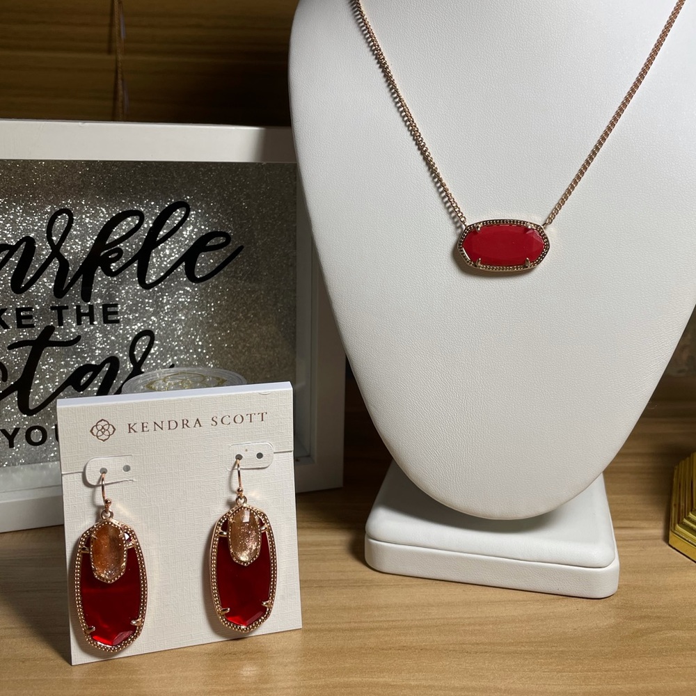 Kendra Scott Emmy Dylan Cherry red Illusion in Rose Gold HW